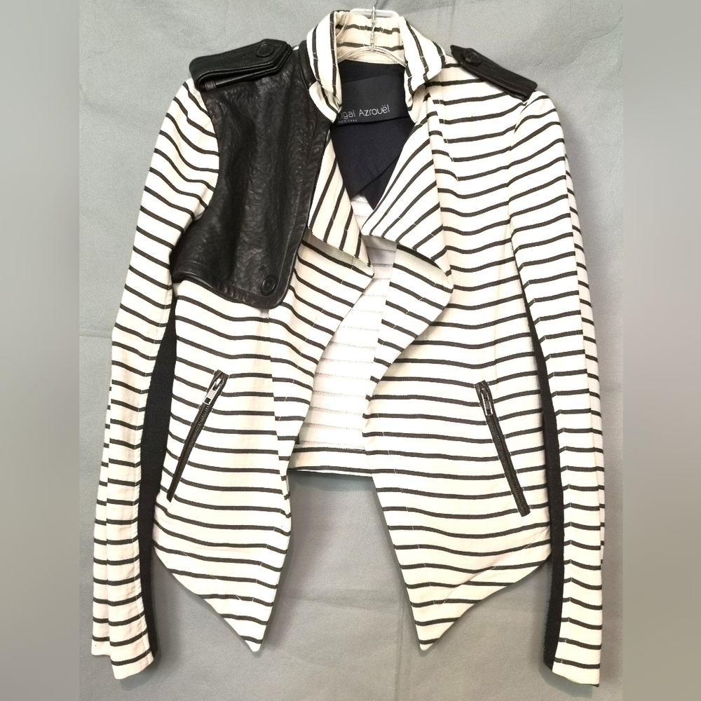 Vintage Yigal Azrouel Striped Leather Biker Jacket